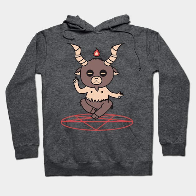 Cute Little Satan Goat over Pentigram Hoodie by SandiTyche